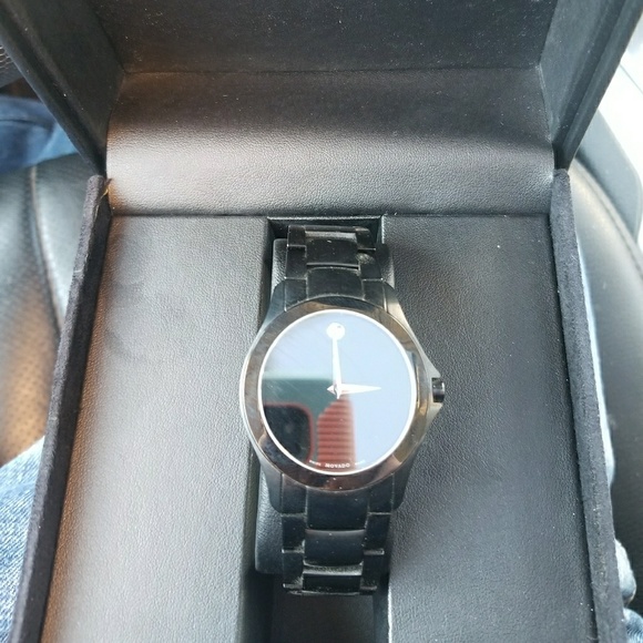 Movado Bold Quartz Black Dial Black Leather Men Men\'s Movado Watch 606307